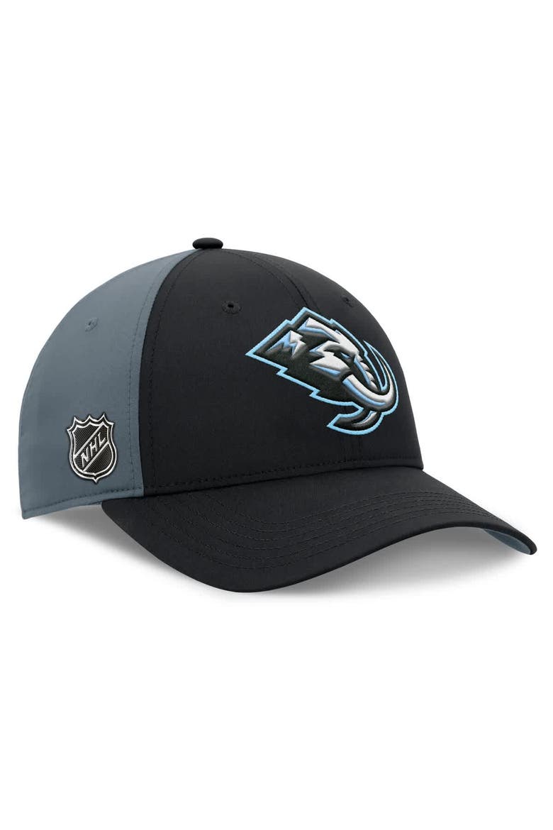 Men's Fanatics  Black/Charcoal Utah Mammoth Primary Logo Adjustable Hat, Main, color, Black