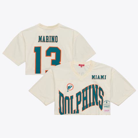 Women's Mitchell & Ness Dan Marino Cream Miami Dolphins Retired Player Cropped Fashion Jersey
