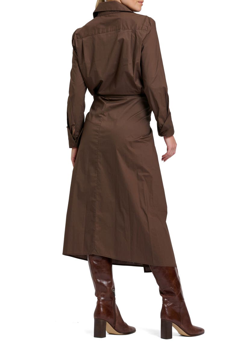Talita Wrap Tie Waist Midi Shirt Dress, Alternate, color, CHOCOLATE