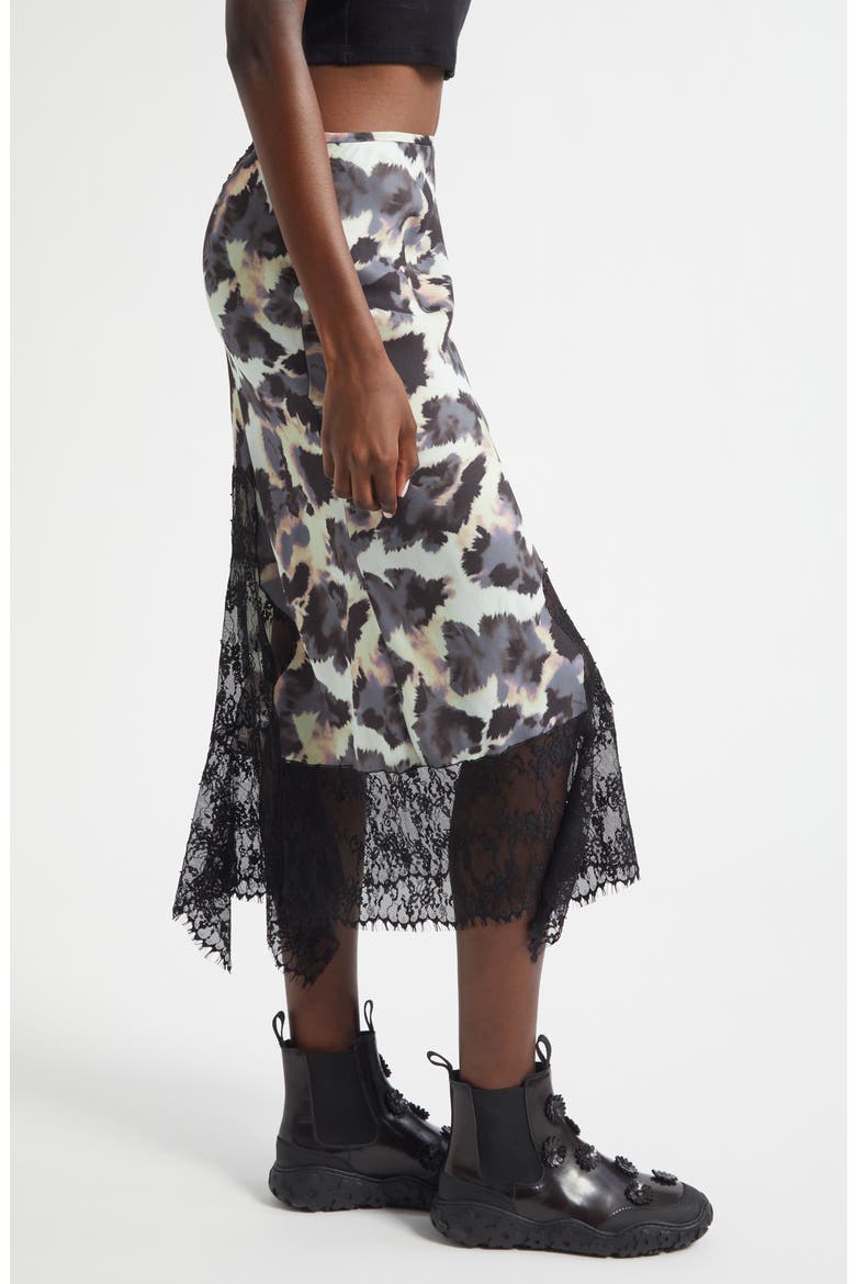 Hiss Crepe & Lace Midi Skirt, Alternate, color, SNOW LEOPARD