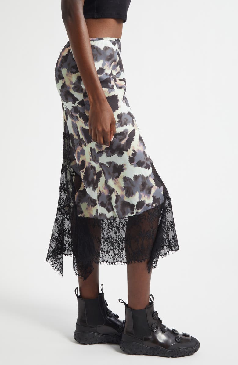 Collina Strada Hiss Crepe & Lace Midi Skirt, Alternate, color, Snow Leopard