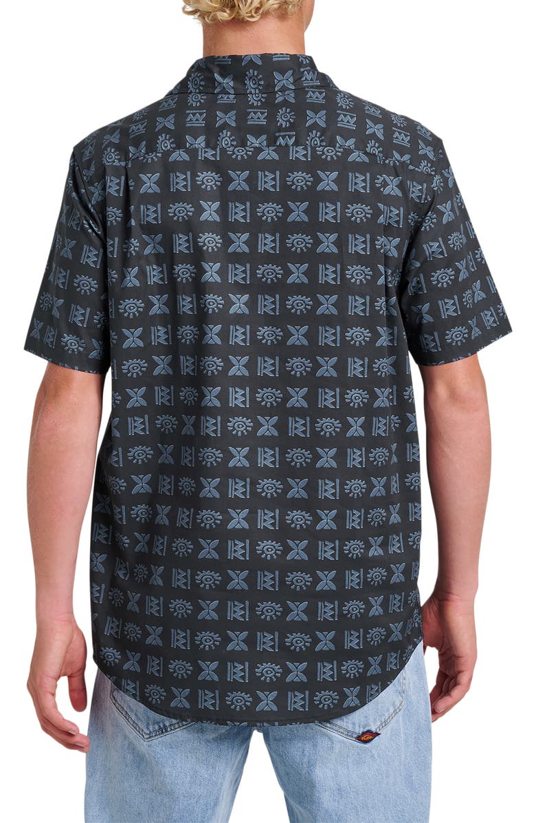 Quiksilver Stone Etch Classic Fit Short Sleeve Stretch Cotton Button-Up Shirt, Alternate, color,