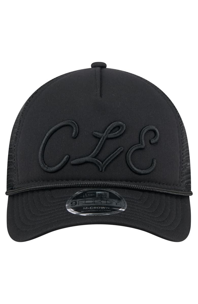 New Era Men's New Era Black Cleveland Guardians City Initial 9FORTY A-Frame M-Crown Adjustable Trucker Hat, Alternate, color, Black