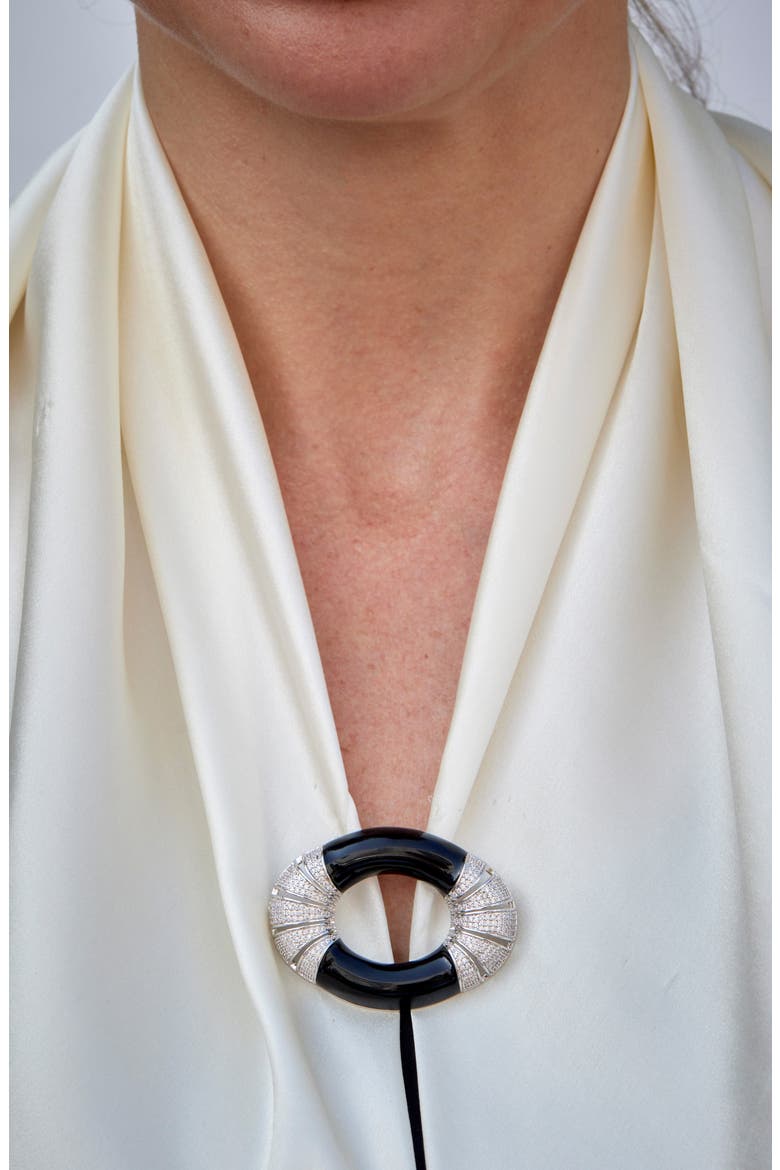 Color Block Art Deco Brooch, Alternate, color, WHITE
