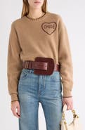 Chloé Embroidered Logo Heart Wool & Cashmere Sweater