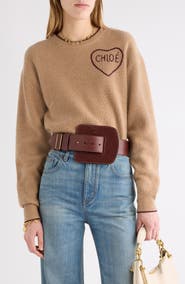 Chloé Embroidered Logo Heart Wool & Cashmere Sweater