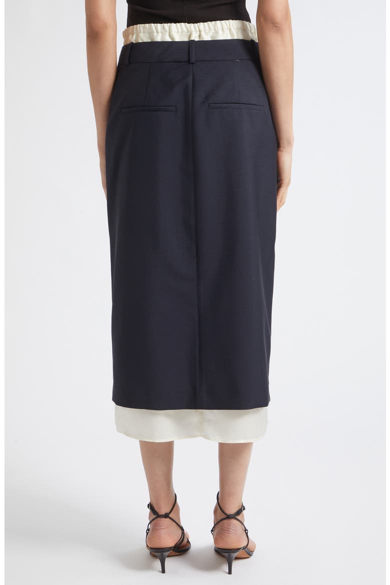 Boxer Detailed Virgin Wool & Mohair Pencil Skirt, Alternate, color, NAVY