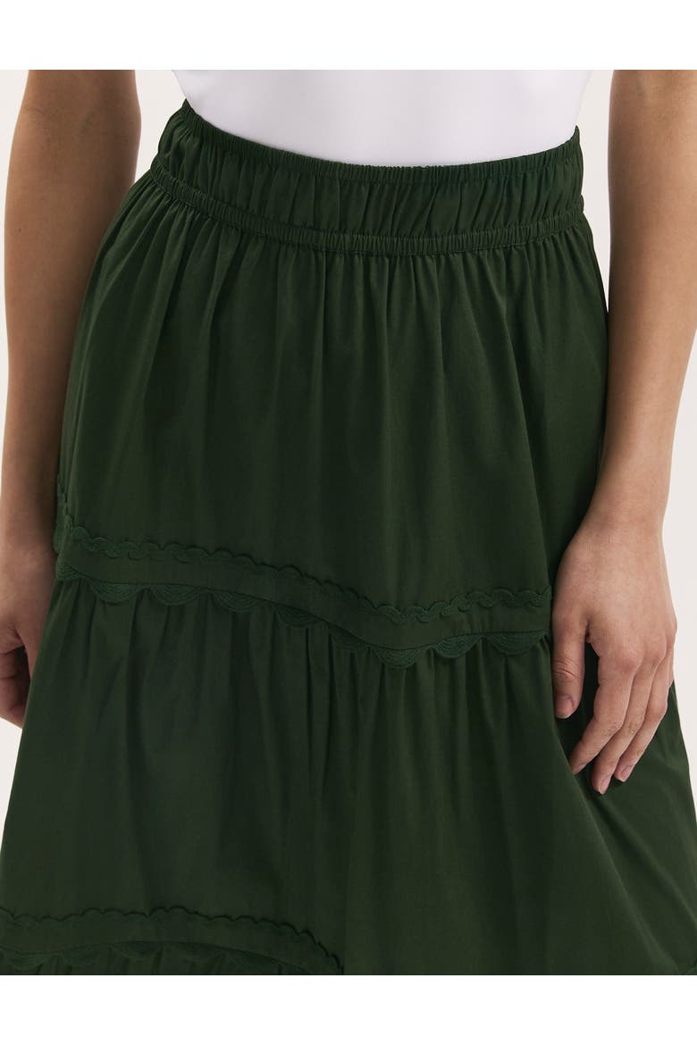 Paula Cotton Midi Tiered Skirt, Alternate, color, Dark Khaki