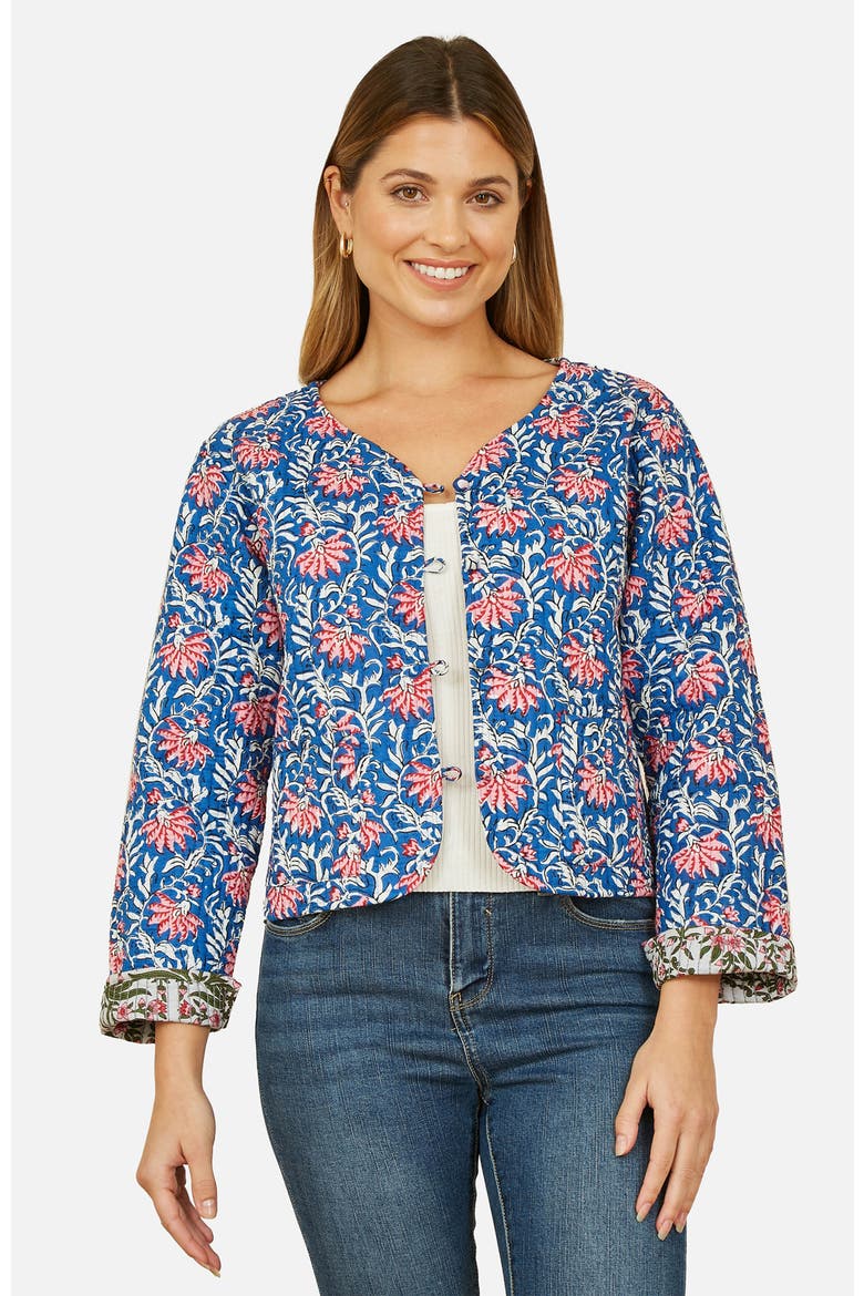Reversible Floral Quilted Jacket, Main, color, Blue/Green