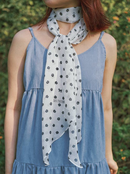 Lost Pattern Nyc "petal Veil" Silk Chiffon Neck Scarf In White