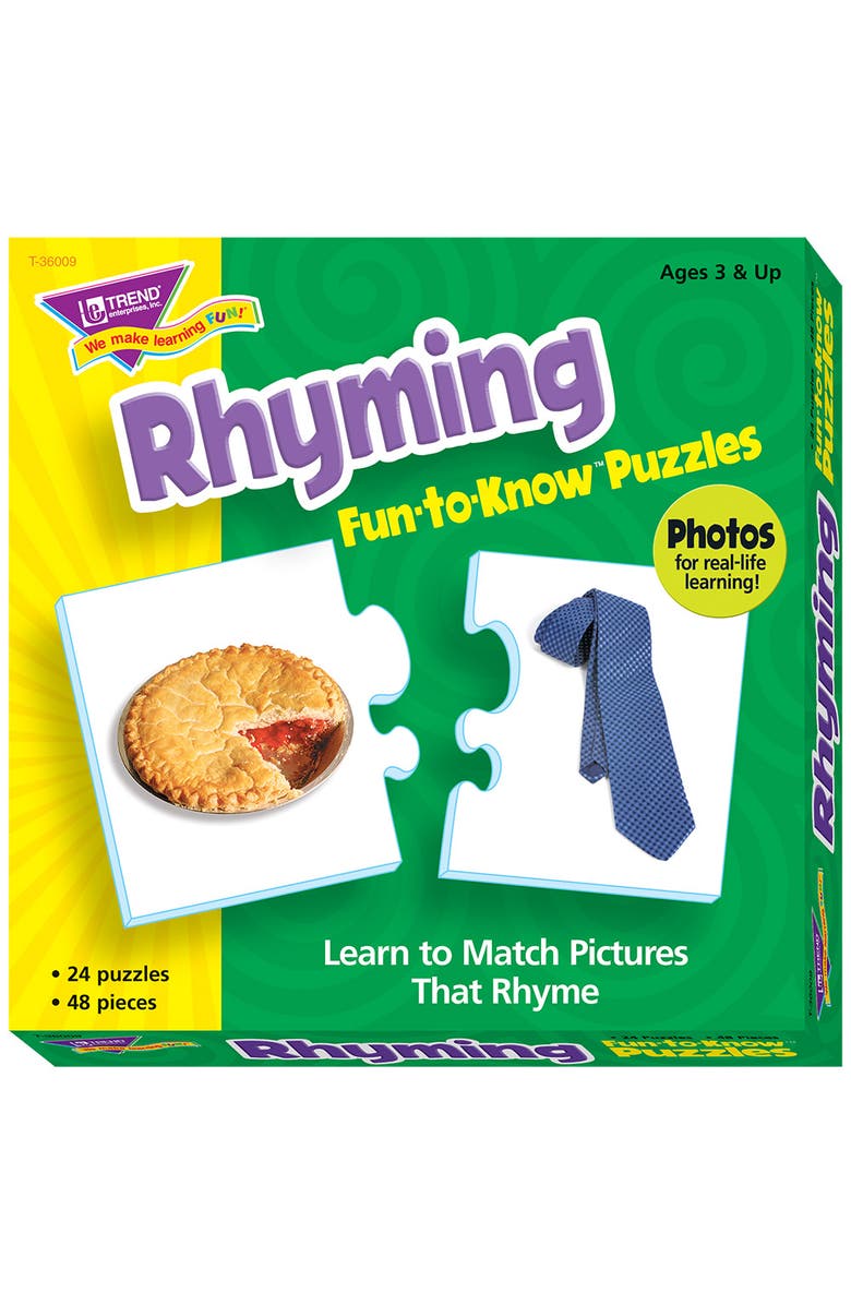 TREND enterprises, Inc. Rhyming Funtoknow Puzzles Matching Games To Build Language Skills, Main, color, Multicolored