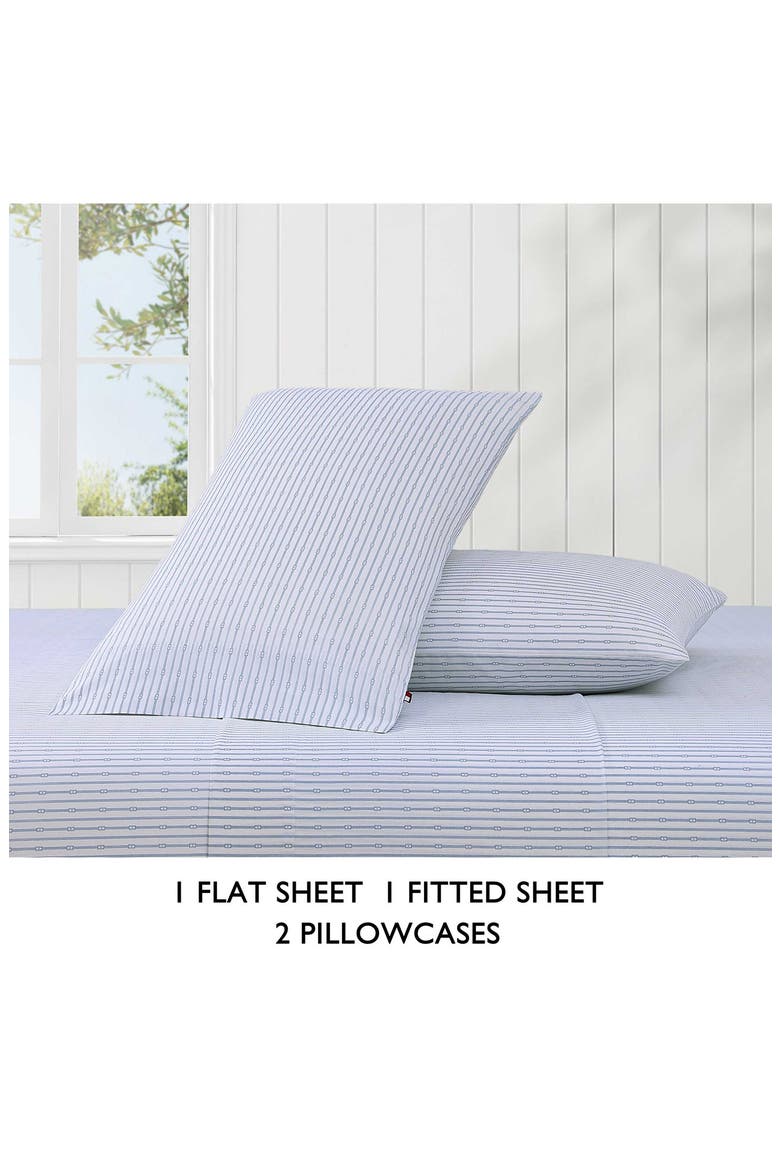 Monogram Stripe Cotton Percale Sheet Set, Alternate, color, LT-PASTEL BLUE