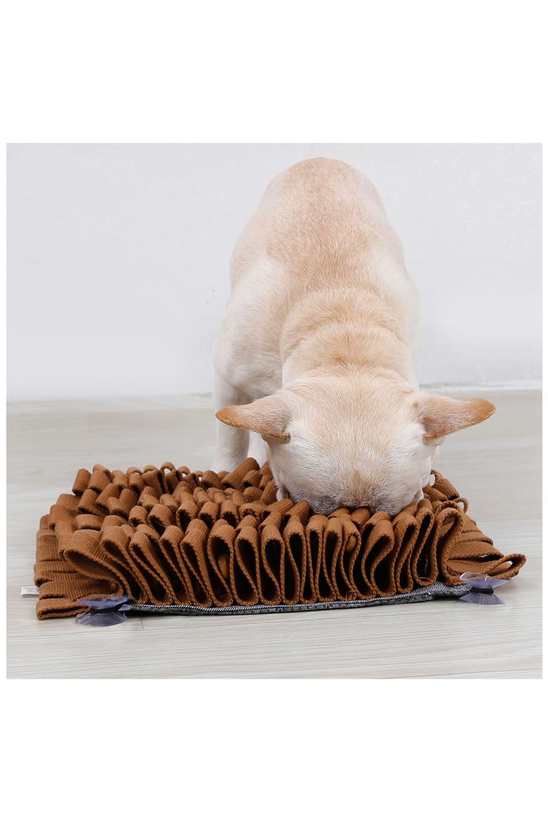 The Pet Life ® 'Sniffer Grip' Interactive Anti-Skid Pet Snuffle Mat, Alternate, color, BROWN