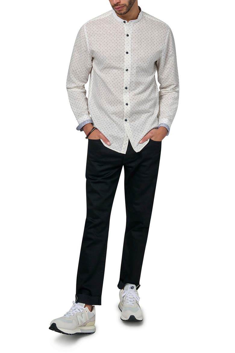 Axel Long Sleeve Mandarin Collar Shirt, Alternate, color, WHITE