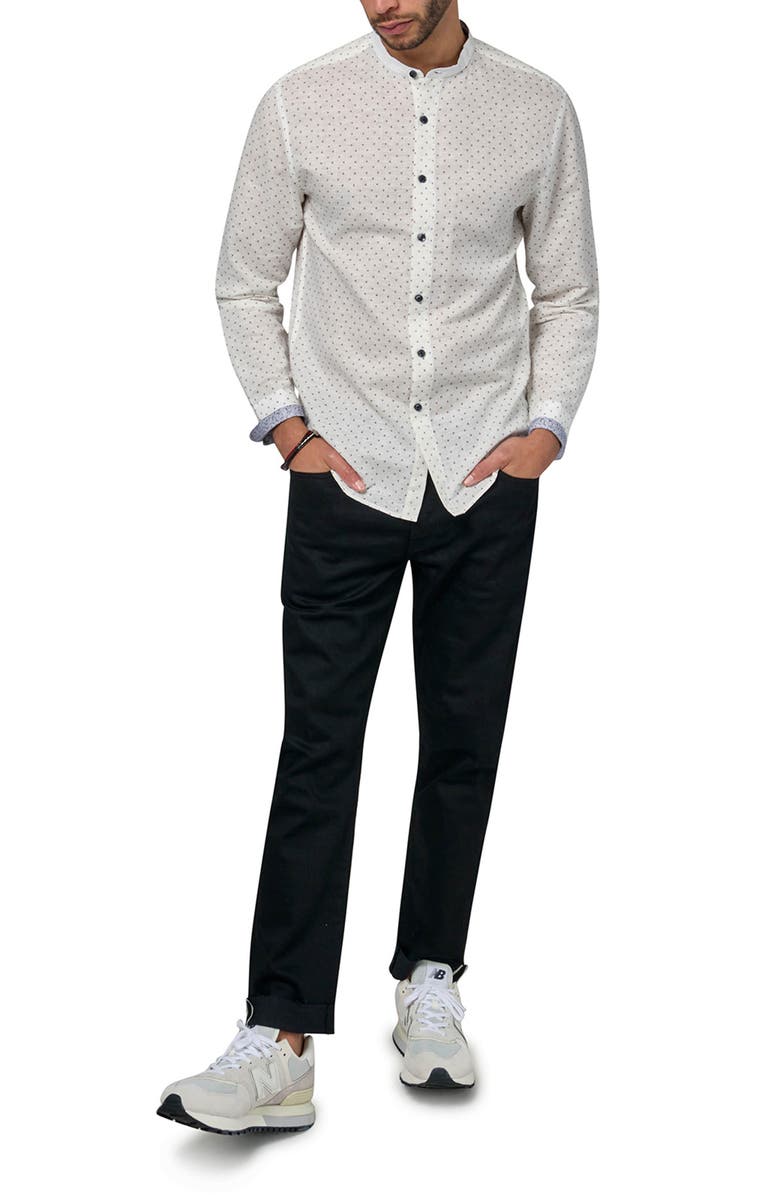 Brooklyn Brigade Axel Long Sleeve Mandarin Collar Shirt, Alternate, color, White
