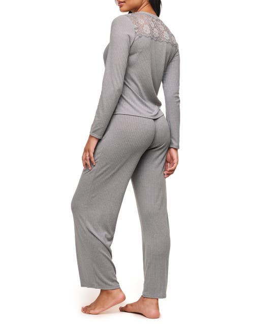 Adore Me Zahra Pajama Lounge Set In Dark Grey