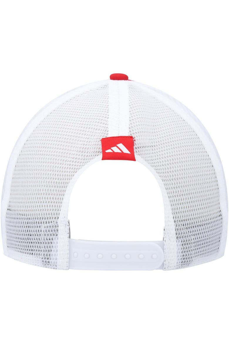 Men's adidas Scarlet Nebraska Huskers Phrase Foam Front Trucker Adjustable Hat, Alternate, color, Scarlet
