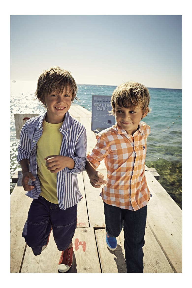 Woven Gingham Shirt, Alternate, color, ORANGE GINGHAM