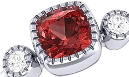 Luvmyjewelry Cushion Cut Garnet & Diamond Ring In Metallic