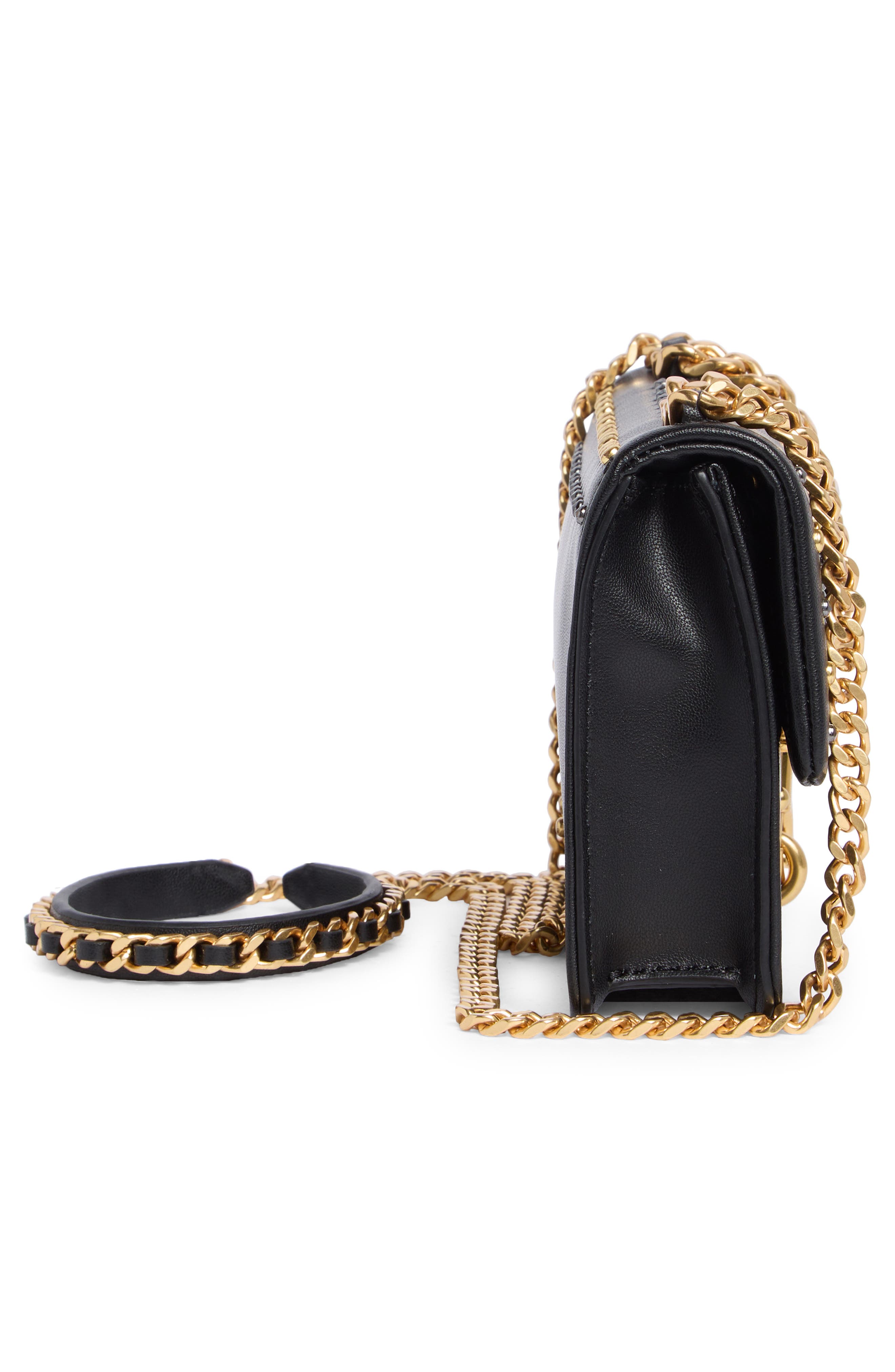 Rebecca Minkoff Gleaming Stud Mini Crossbody Bag, Alternate, color, Black