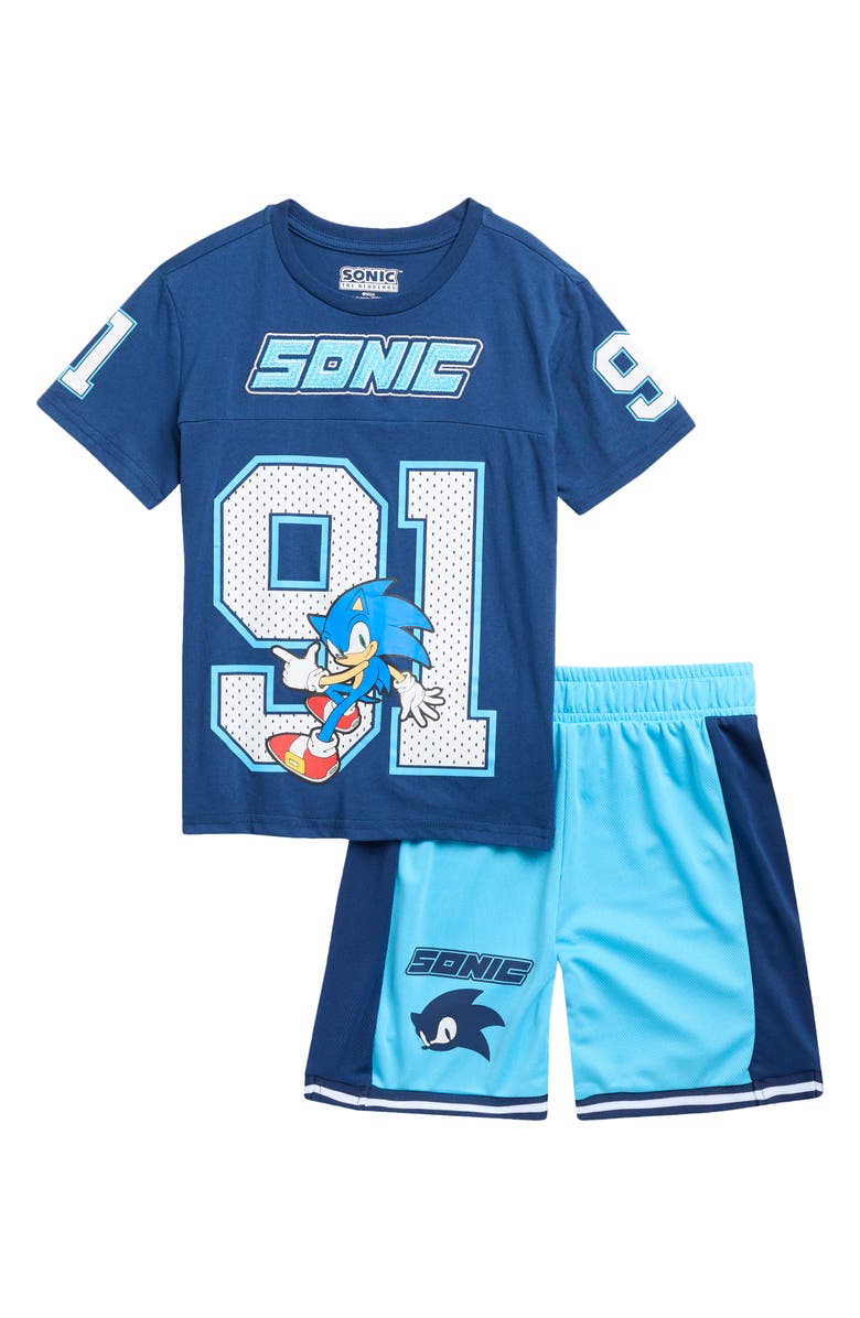 Freeze Kids' Sonic Basketball Jersey Shirt & Shorts Set, Main, color, Navy