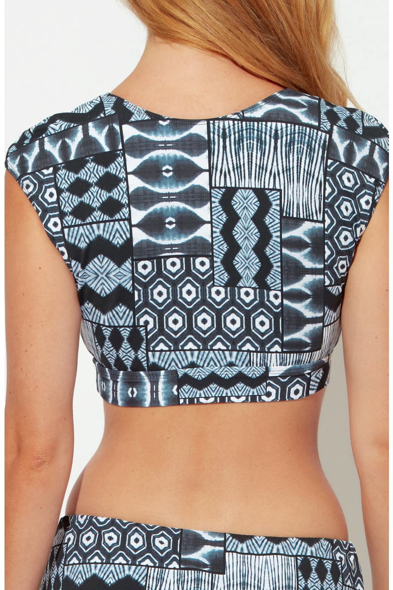 Island Time Tie Front Cap Sleeve Bikini Top, Alternate, color, NAVY