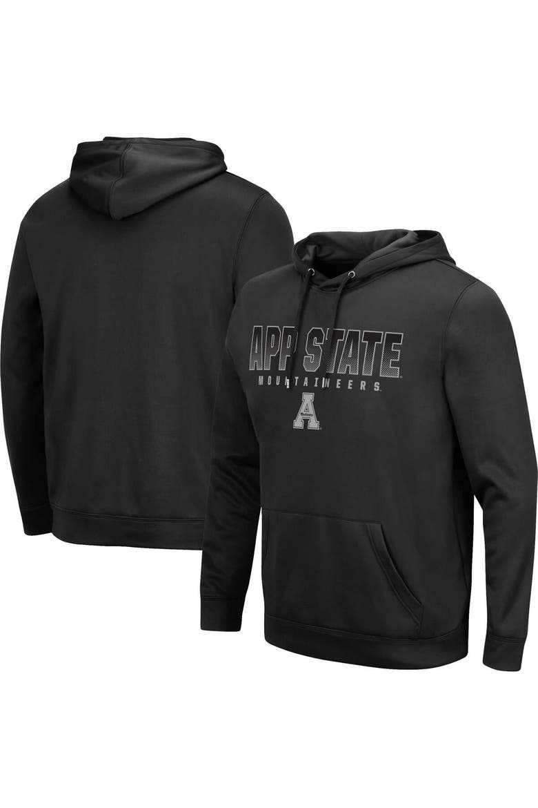 Men's Colosseum Black Appalachian State Mountaineers Blackout 3.0 Pullover Hoodie, Main, color, Black