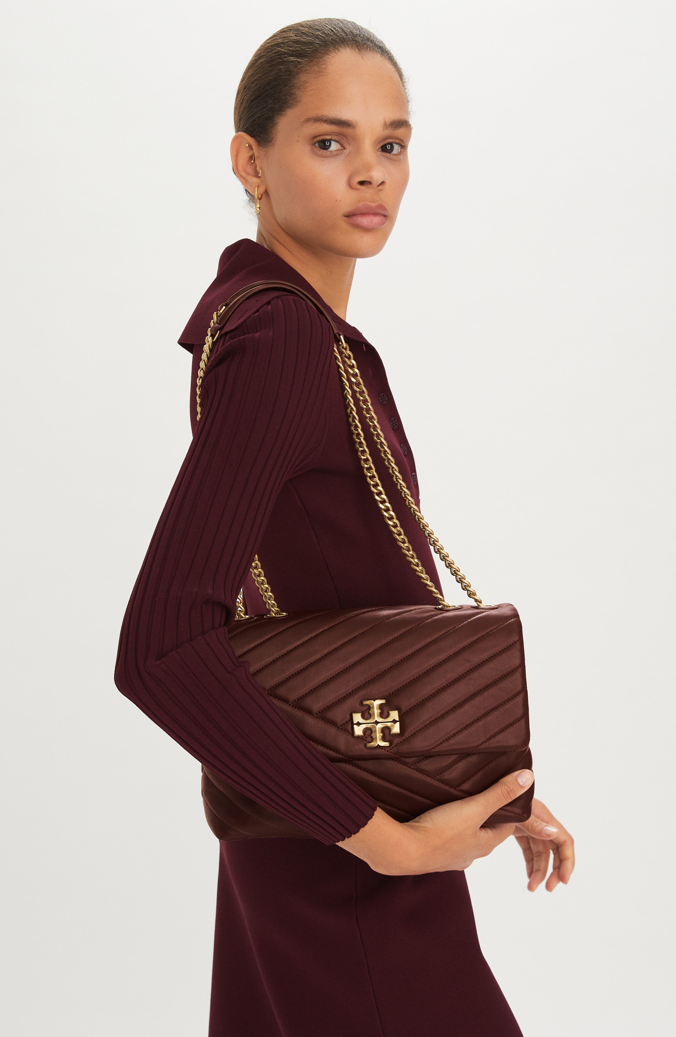 Kira Chevron Convertible Shoulder Bag, Alternate, color, TEMPRANILLO