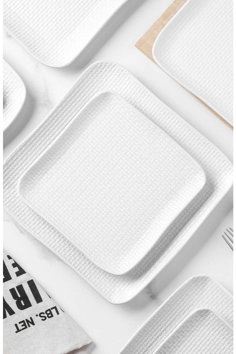 Olivia Stoneware 4-Piece Dinner Plate Set, Alternate, color, White