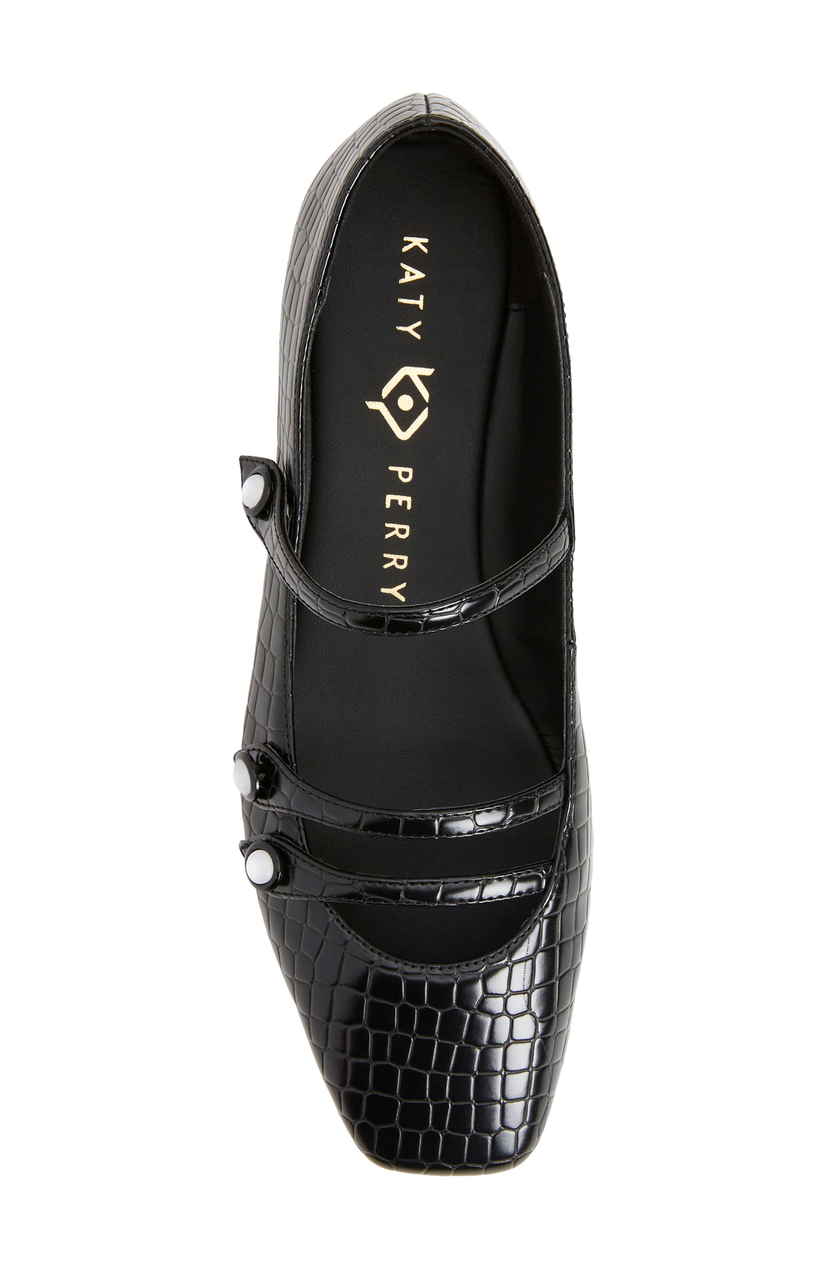 Katy Perry The Evie Croc Embossed Button Flat, Alternate, color, 