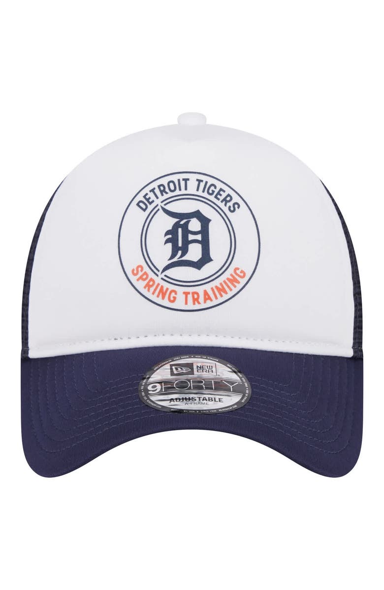 New Era Men's New Era White/Navy Detroit Tigers Spring Training Circle Foam A-Frame 9FORTY Trucker Adjustable Hat, Alternate, color, 