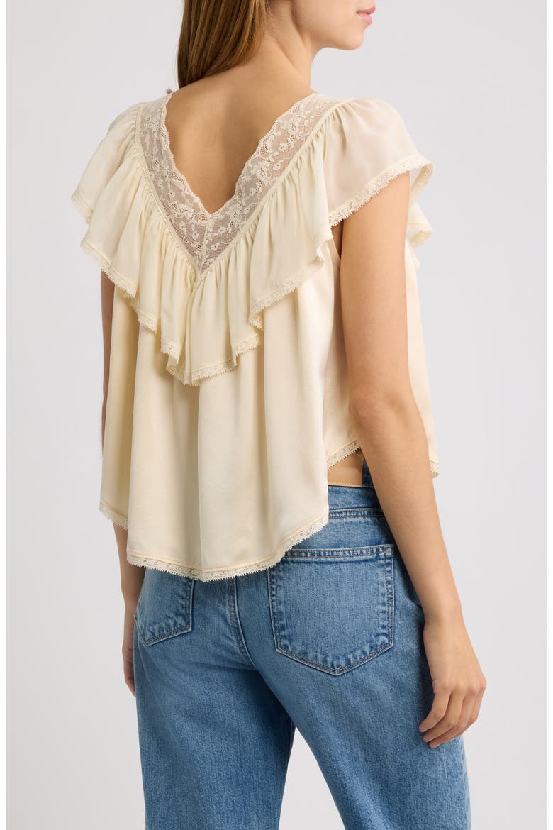 Yadira Silk Top with Lace Trim, Alternate, color, CANDLELIGHT