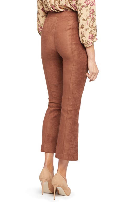 Nydj Pull-on Ankle Slim Bootcut Faux Suede Pants In Coffee Bean