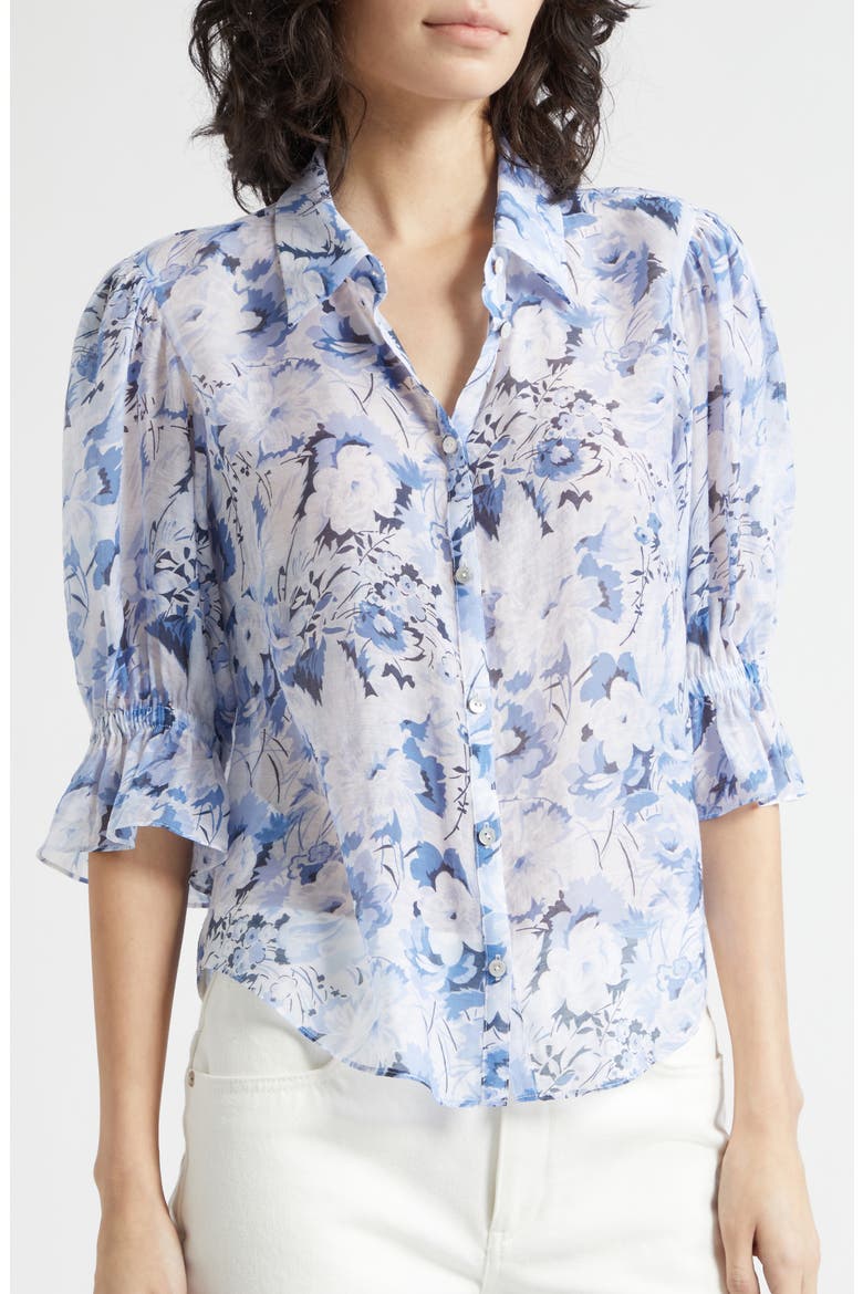 Fiona Floral Button-Up Top, Alternate, color, NAVY MULTI
