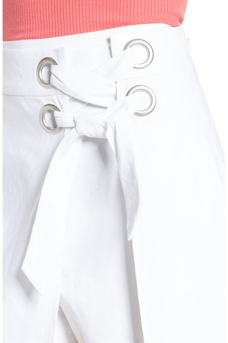 Lace-Up Linen Blend Skort, Alternate, color, WHITE