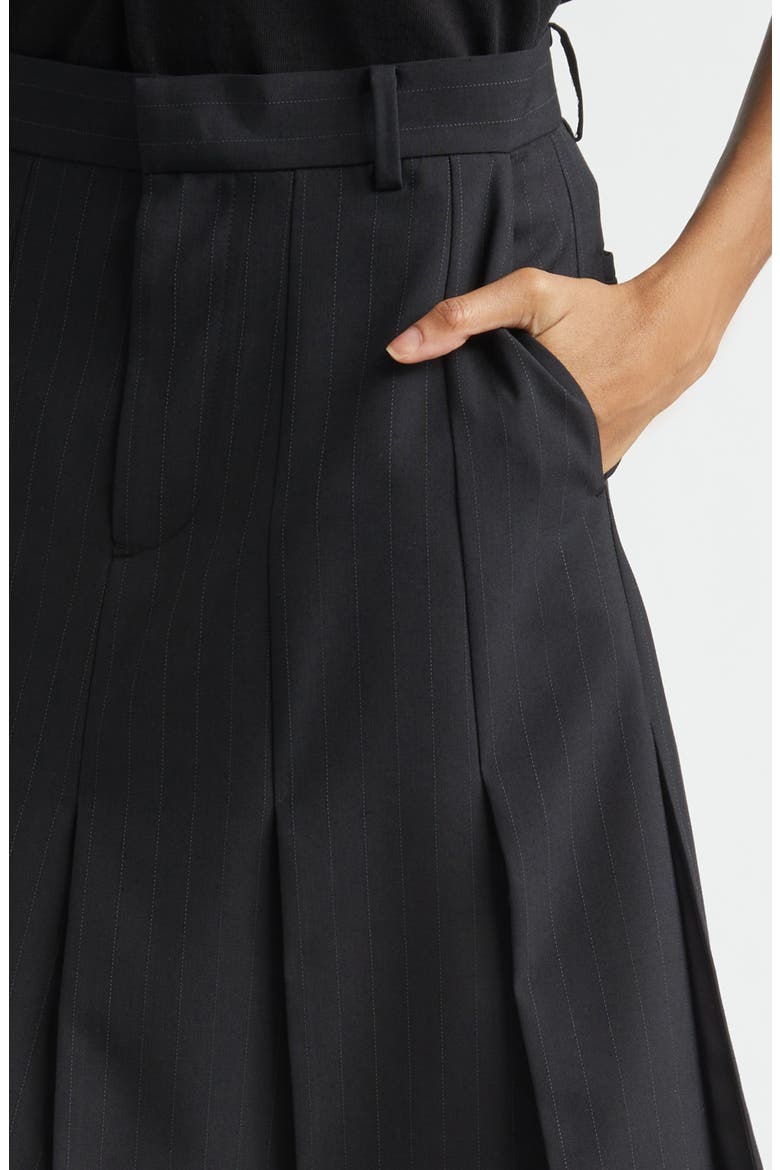 Chalk Stripe Mixed Media Skirt, Alternate, color, BLACK