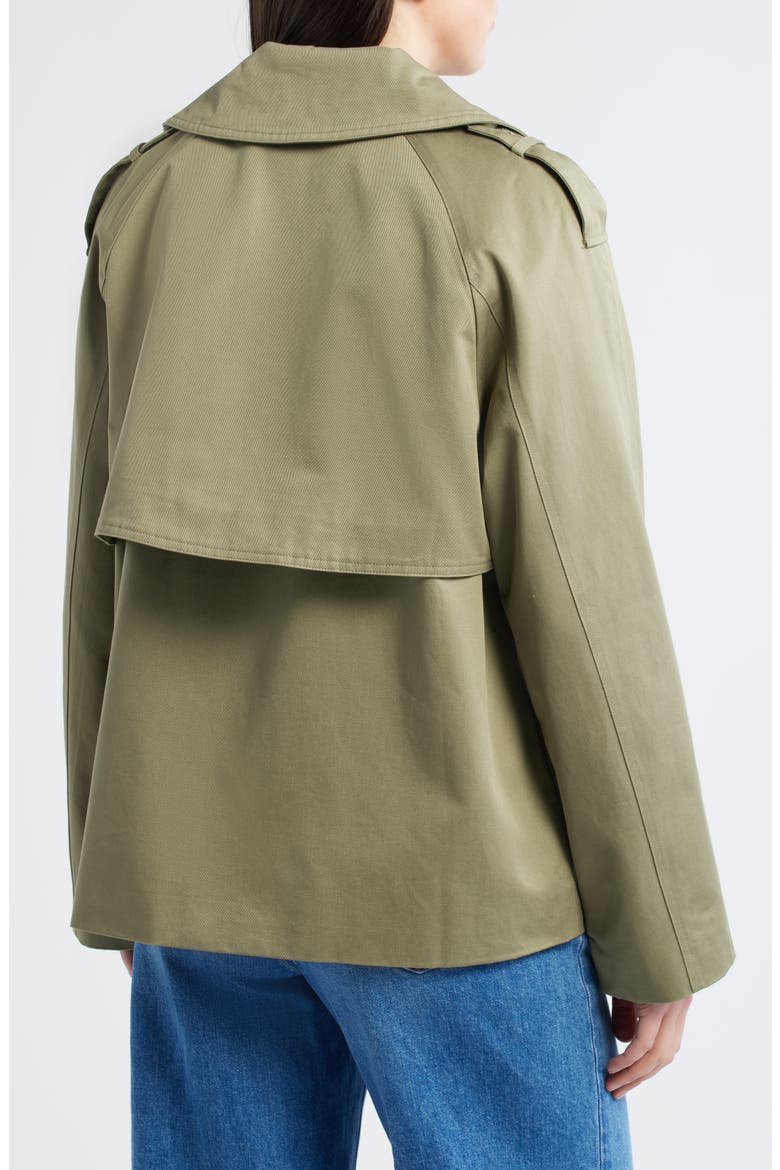 Short Cotton Trench Coat, Alternate, color, OLIVINE