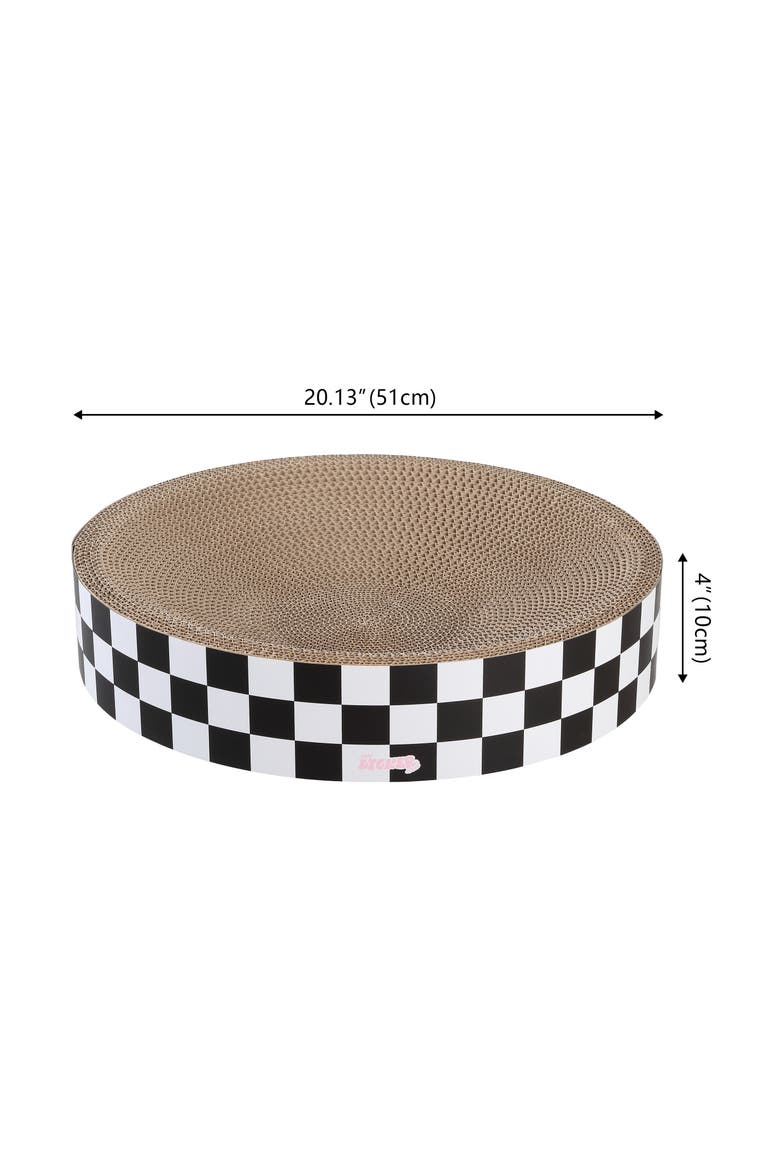 Nelson 20.13" Modern Cardboard Round Bowl Cat Scratcher with Catnip, Alternate, color, White/Black