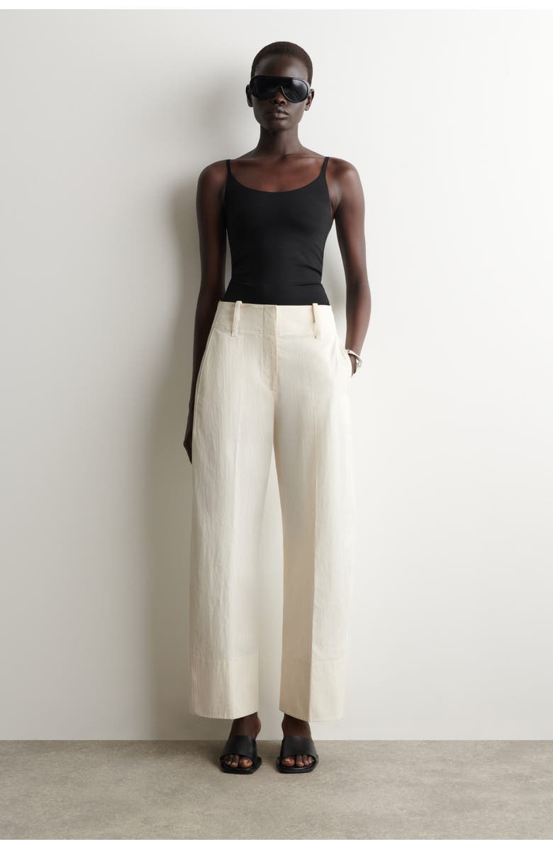COS Barrel-Leg Pima Cotton Pants, Main, color, White