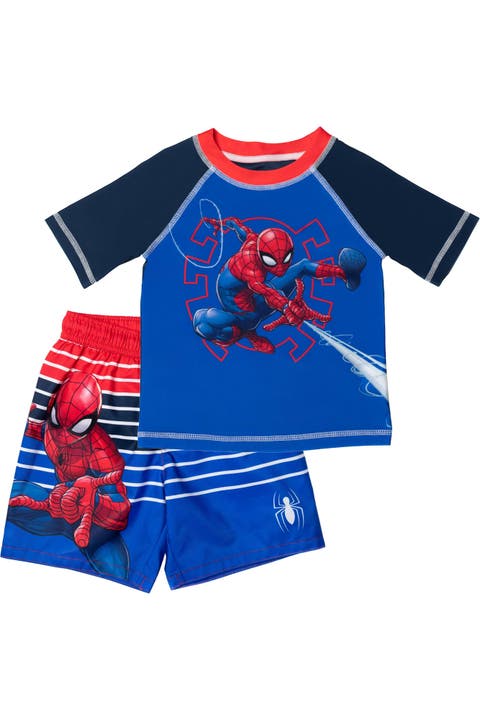Spider-Man 2-Piece Rash Guard and Swim Trunks Set