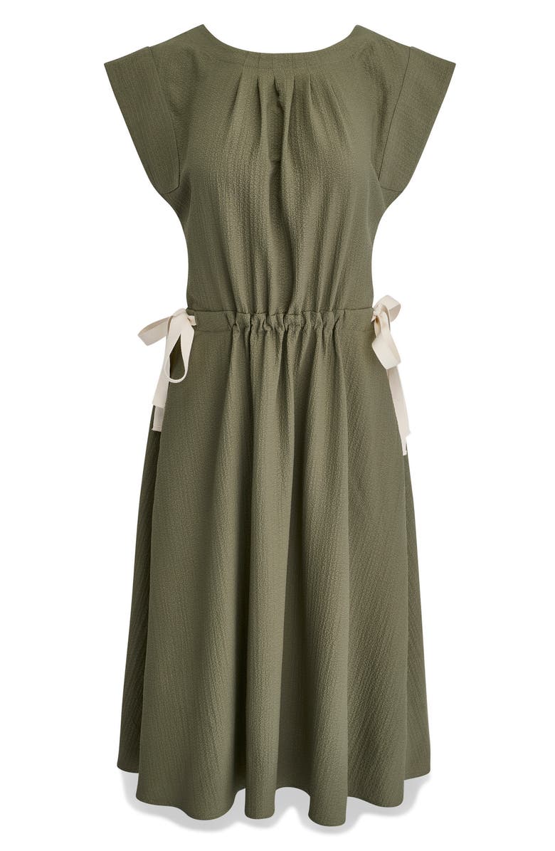 BCBG Tie Crepe Midi Dress, Alternate, color, 