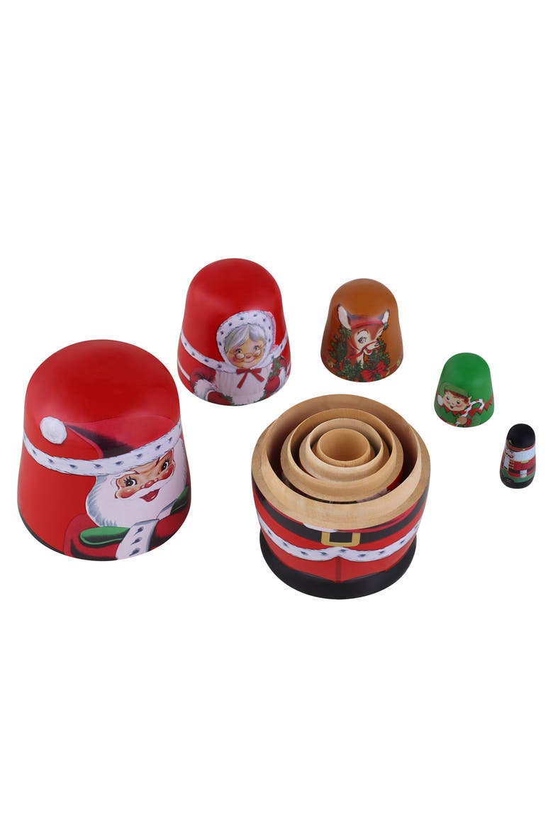Set of 5 Nesting Wood Figures, Alternate, color, Santa - Multicolor