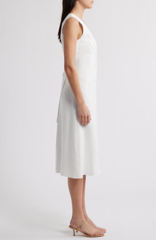 Charles Henry Button-up Midi Dress In Ivory