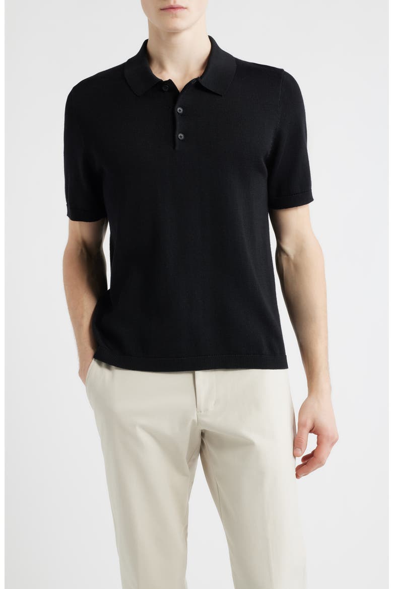 Solid Cotton Blend Polo Sweater, Main, color, BLACK