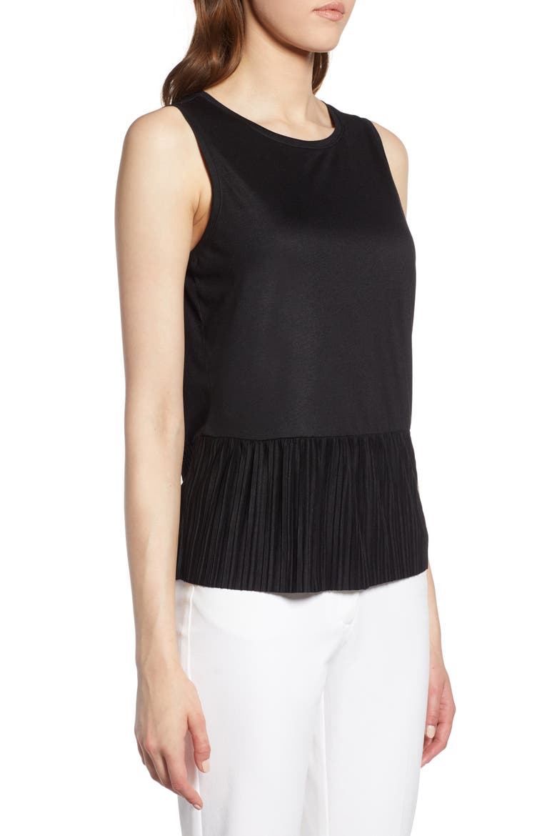 Pleat Peplum Tank, Alternate, color, BLACK
