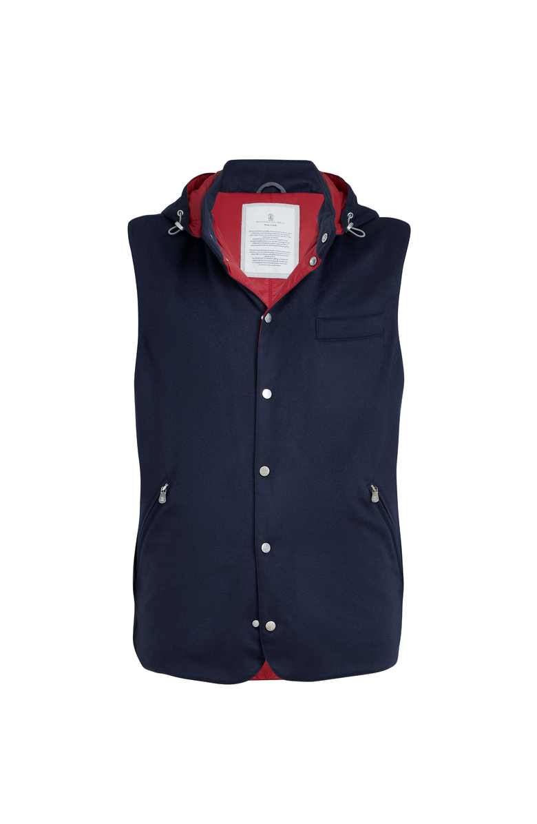 Brunello Cucinelli Cashmere flannel vest, Main, color, Blue