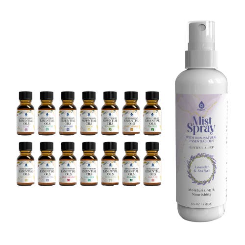 Pursonic Lavender & Sea Salt Mist Spray + 14-pack Essential Oil Gift Set For Aromatherapy & Wellness In White