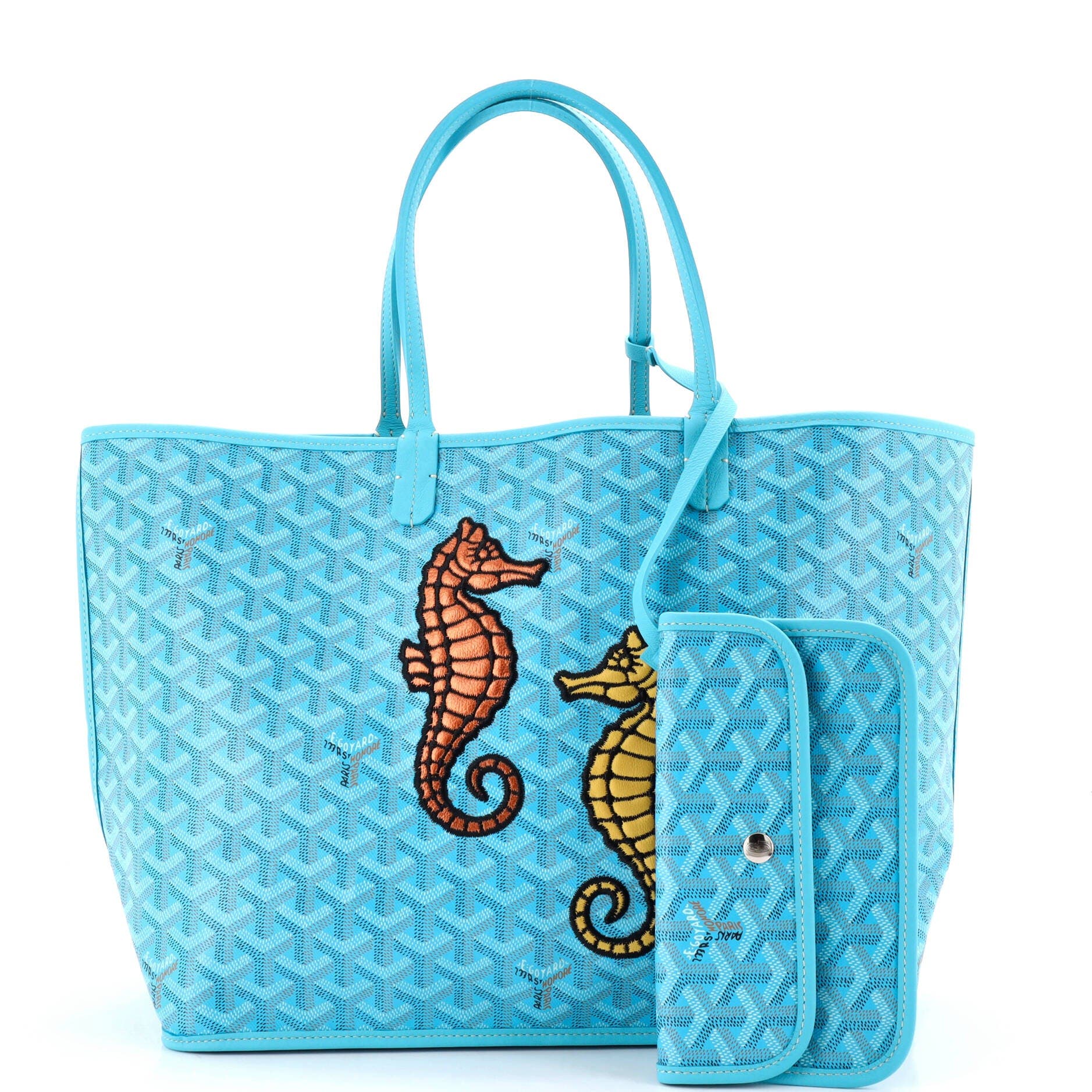 Pre-Owned Goyard Anjou Reversible Tote Printed Coated Canvas PM, Alternate, color, Blue
