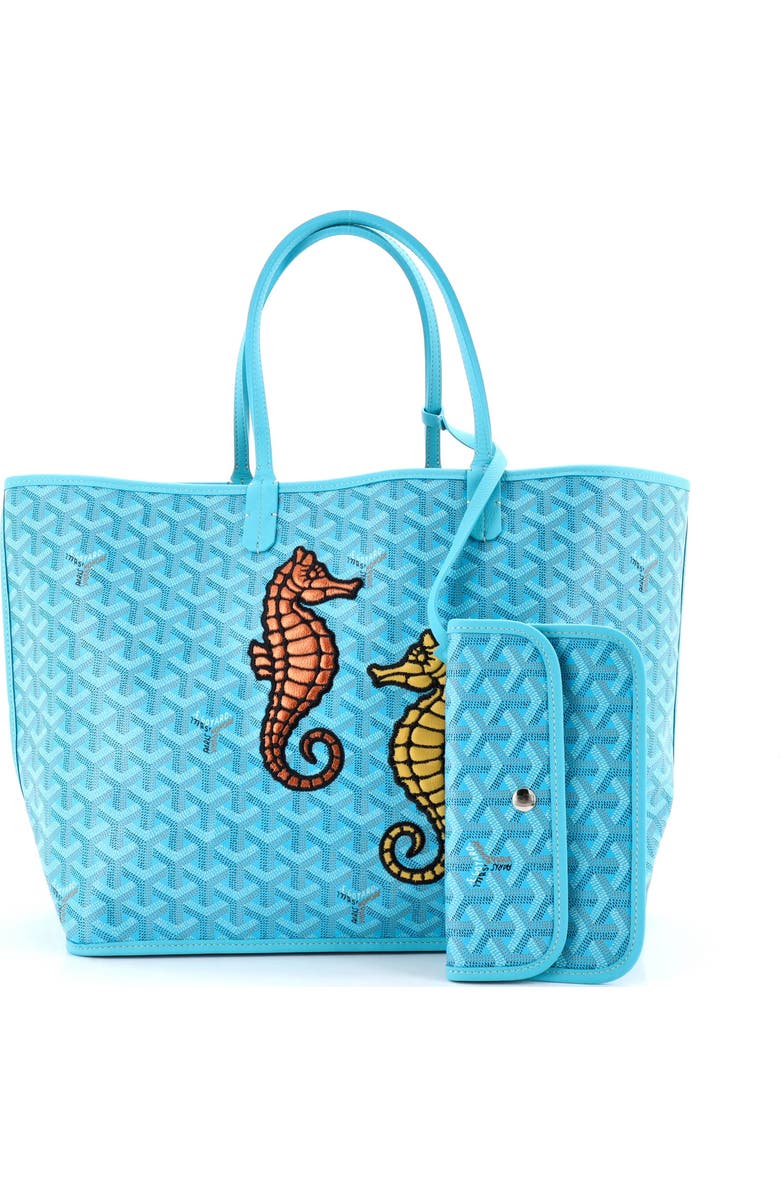 Pre-Owned Goyard Anjou Reversible Tote Printed Coated Canvas PM, Alternate, color, Blue