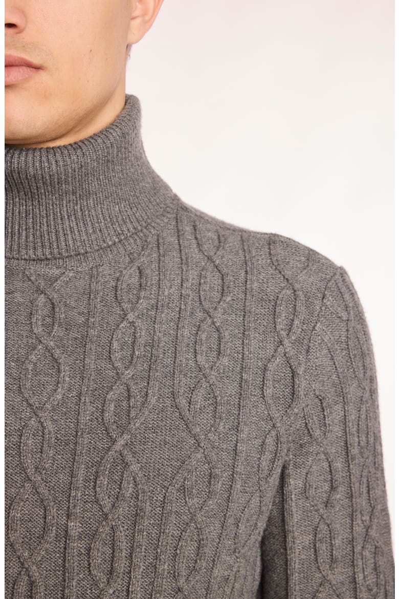 Cable Stitch Turtleneck Sweater, Alternate, color, WOLF GREY